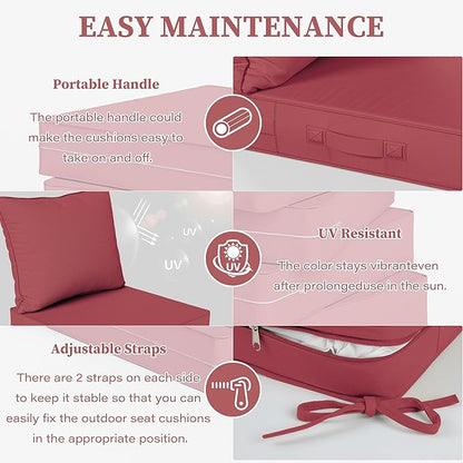 Outdoor Seat Cushion Set 22 L × 24 W × 5 H Inch Waterproof & Fade Resistant - Image 4
