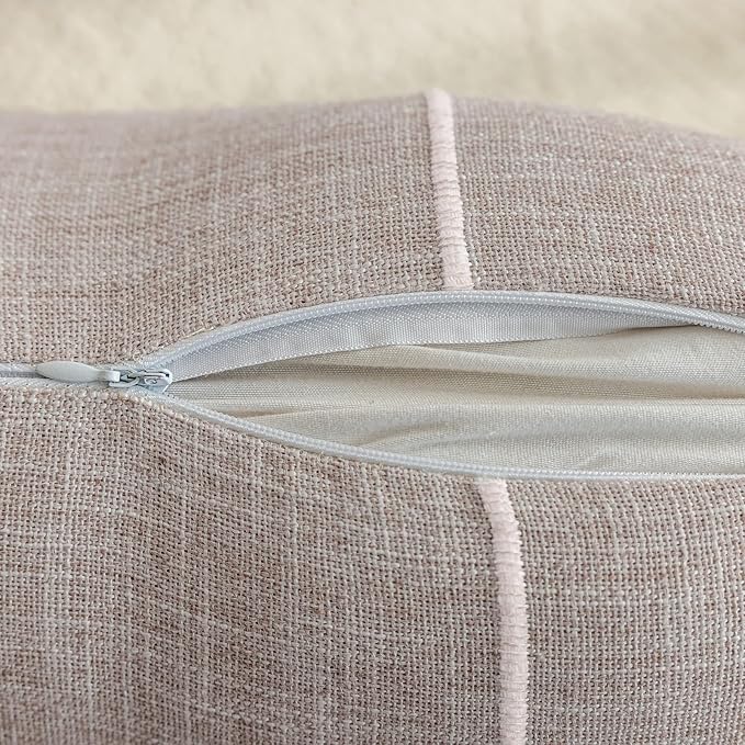 vctops Rustic Lattice Cotton Linen Decorative Throw Pillow Cover Embroidery - Image 4