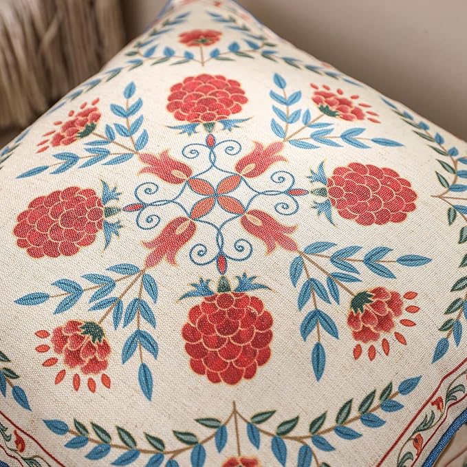 patdrea Designer Throw Pillow Covers, Square Brilliant Vintage Red Tropical - Image 4