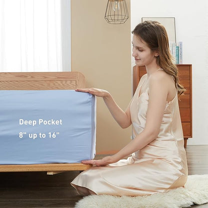 Sunflower Twin Fitted Sheet, 1-Piece Deep Pocket Fitted Bottom Sheet 15" - Image 3