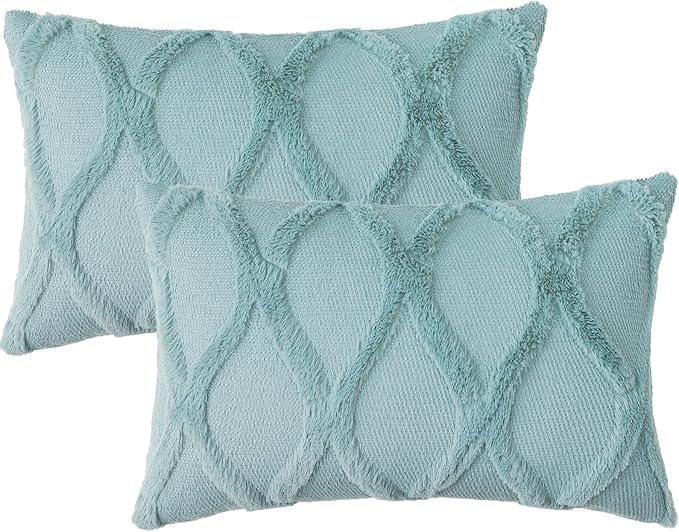 decorUhome Throw Pillow Covers 12x20 Inch Set of 2, Soft Plush Faux Fur Wool - Image 7