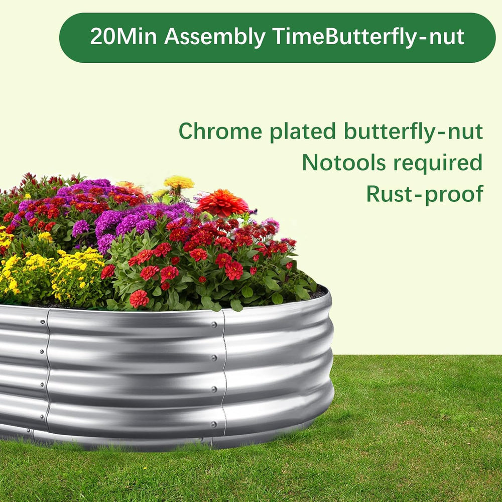 Galvanized Garden Bed Kit for Vegetables/Herbs/Flowers, Outdoor Raised Plante...