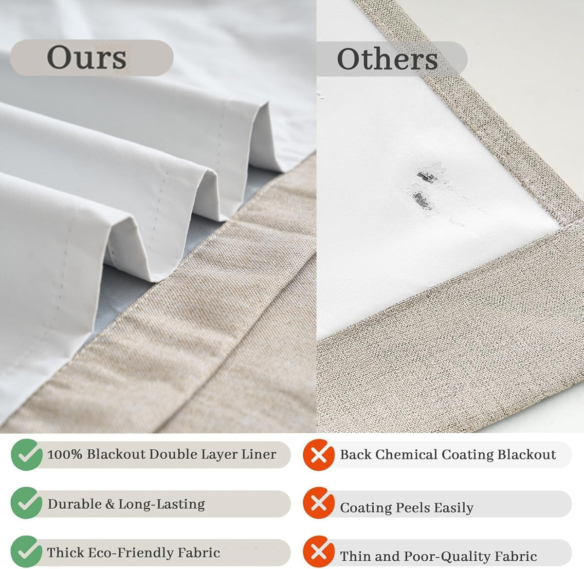 jinchan linen textured blackout curtains back tab 52, side view