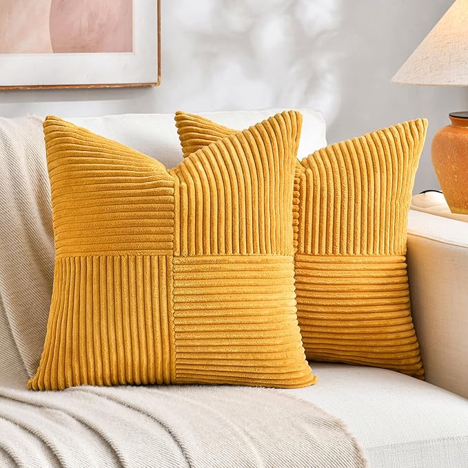 Fancy Homi 2 Packs Gold Yellow Samll Decorative Throw Pillow Covers 14x14 Inch by Fancy+Homi