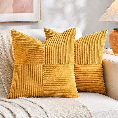Fancy Homi 2 Packs Gold Yellow Big Decorative Throw Pillow Covers 24x24 Inch by Fancy+Homi