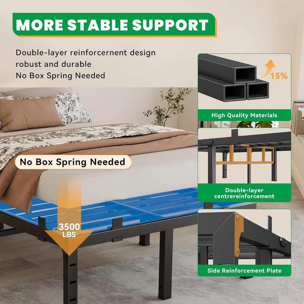 14 inch bed frame king heavy duty, upgrade, package contents