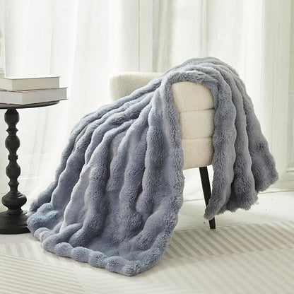 Faux Fur Throw Blanket for Couch Cozy Fuzzy Soft Plush Thick Fluffy Fleece - Image 5