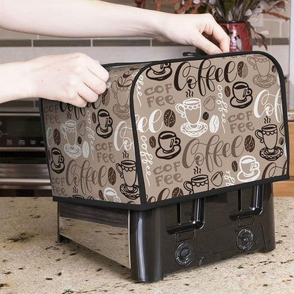 Brown Coffee Pattern 4 Slice Toaster Cover, Waterproof Toaster Dust Cover Bread - Image 2