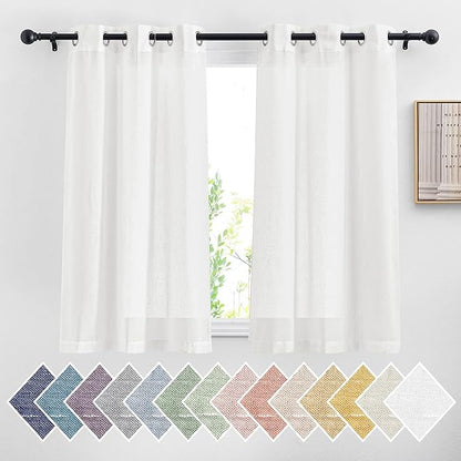 NICETOWN Linen Sheer Short Curtains 48 inch Length 2 Panels by NICETOWN