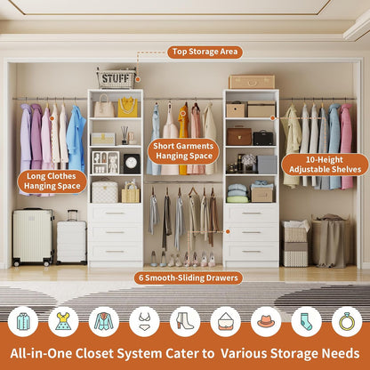 closet system with 6 drawers, 5-14ft custom closet on a desk or shelf