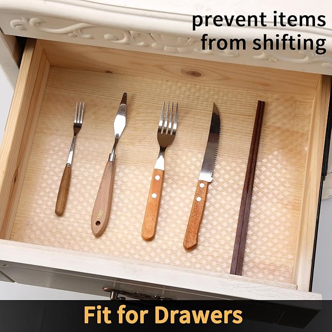 iwtmm Shelf Drawers Liners for Kitchen Cabinets Non-Slip, Oil-Proof Drawer - Image 3