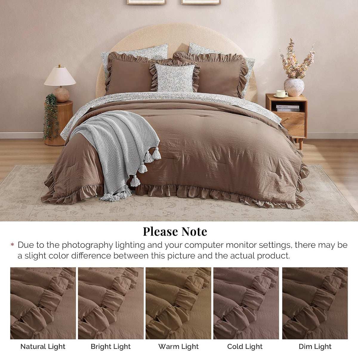 bloomhaven queen comforter set-7 pieces ruffle bedding with, package contents
