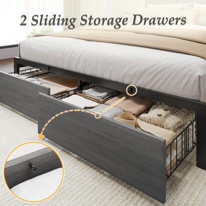 queen bed frame with charging station, led lights, package contents