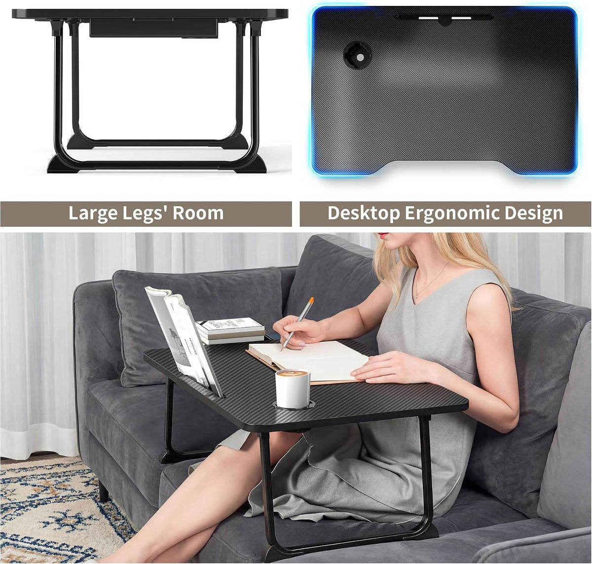 xx-large foldable lap desk for adults,27.5 inch bed showing dimensions