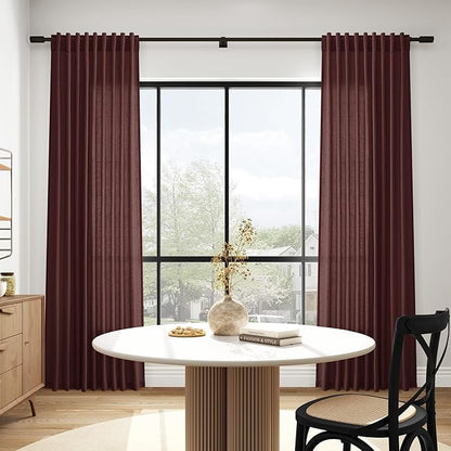 Reddish Brown Linen Curtains 90 Inch Long 2 Panels Set - Image 6
