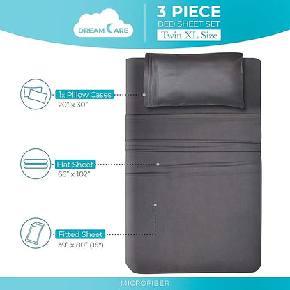 DREAMCARE Twin XL Sheet Sets – 3pcs Cooling Sheets – up to 15” Deep Pocket Twin - Image 4