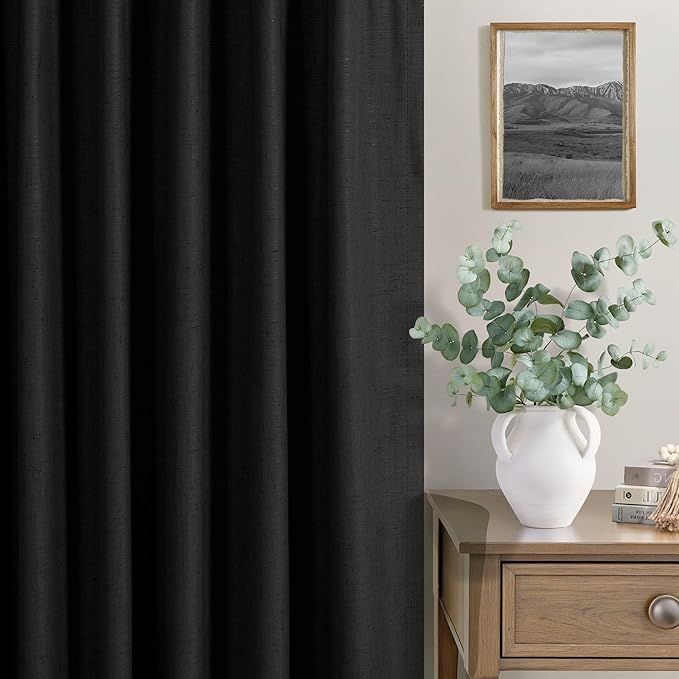 54 Inch Curtains Length 2 Panels Set 100% Blackout Modern Black Out Linen Drapes - Image 7