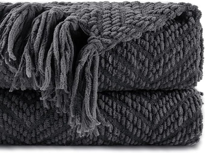 BATTILO HOME Dark Grey Throw Blanket by BATTILOHOME