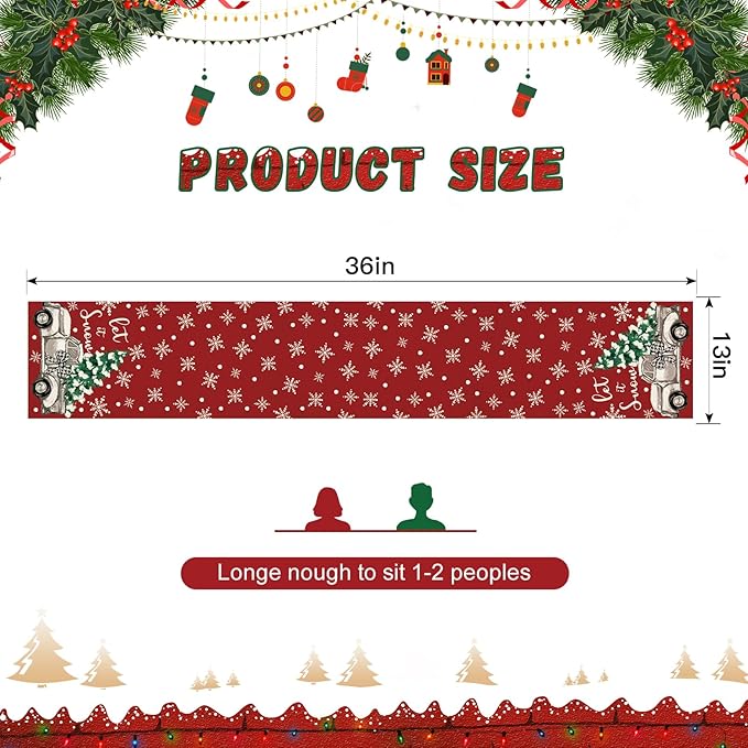OTOSTAR Truck Christmas Tree Let It Snow Christmas Table Runner, Xmas Seasonal - Image 6