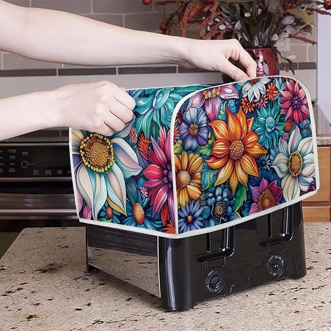 Bright Blossoms Dust Cover Set Washable Coffee Maker Appliance Blender Covers - Image 5