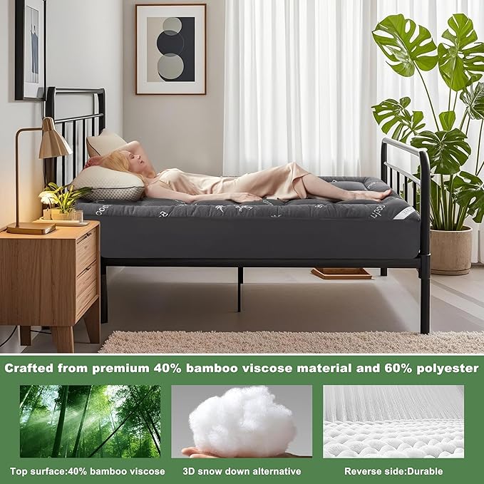 BEDLORE Twin XL Mattress Topper Viscose Derived from Bamboo, Thick Pillow Top - Image 3