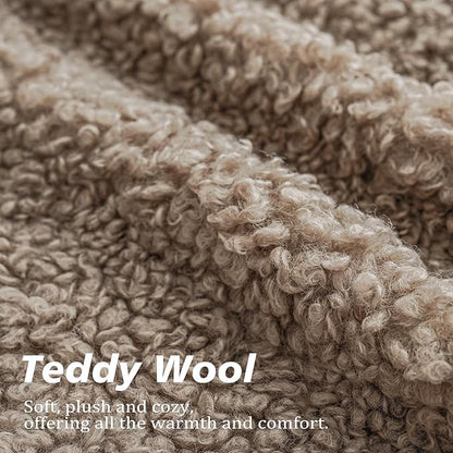 Foindtower 2 Pieces 24x24 Inch Khaki, Faux Fur Throw Pillow Cover Accent Sherpa - Image 2