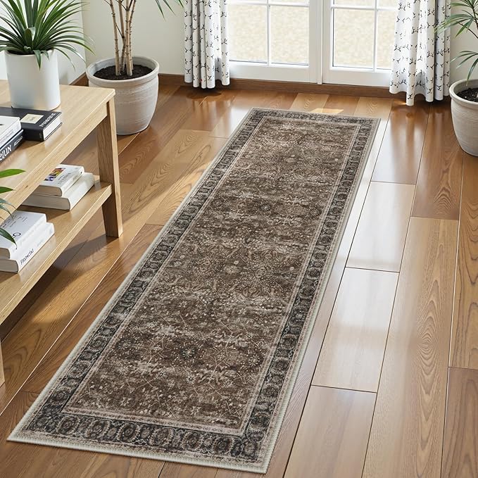 Lahome Boho 2x6 Brown Kitchen Runner Rugs Non Skid Washable, Vintage Carpet - Image 6