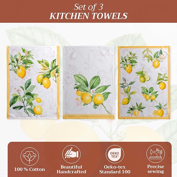 Maison d' Hermine Kitchen Towels Set of 3 100% Cotton 27.50" x 20" Reusable - Image 2