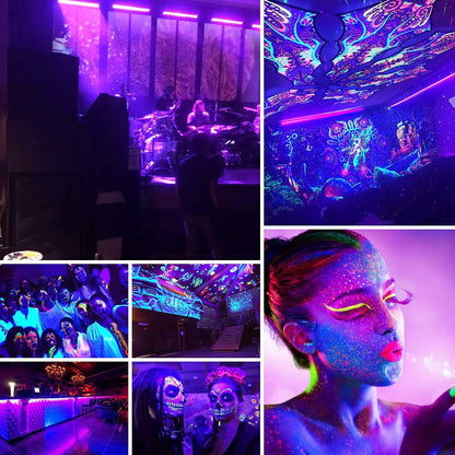 36LED Black Lights, U`King 72W UV Stage Lights Blacklight with Glow in The Dark Party Supplies by DMX Remote Control for Halloween Stage Lighting (1 Pack)