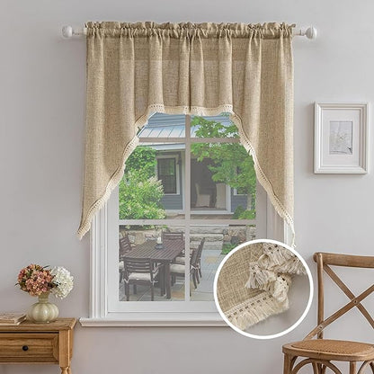 Beda Home Tassel Linen Textured Swag Valances by BedaHomeBedaLife