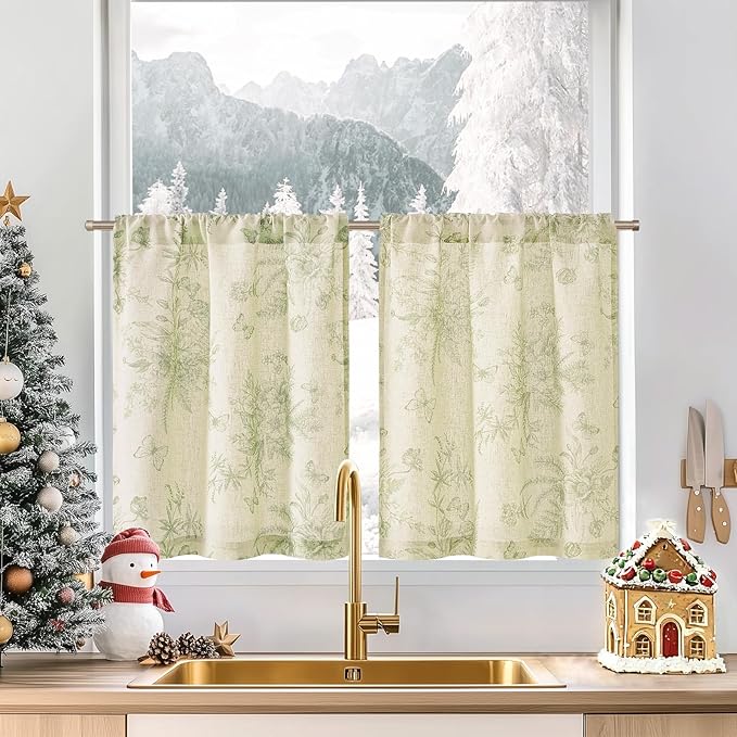 jinchan Half Window Curtains Small Drapes by JINCHAN