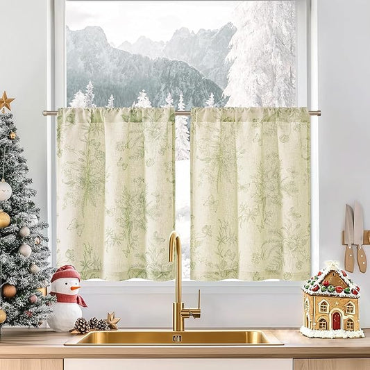 jinchan Half Window Curtains Small Drapes by JINCHAN