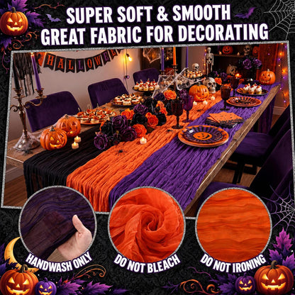 Remagr 12 Pcs Cheesecloth Gauze Table Runners, Halloween