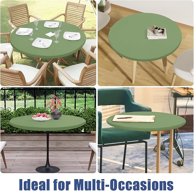 Round Spandex Tablecloth, Elastic Fitted Waterproof Tablecloths - Image 9