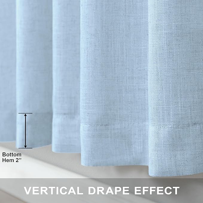 Blue Linen Curtains 108 inch Extra Long - Image 5