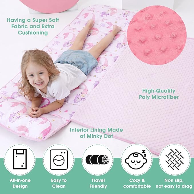 ACRABROS Toddler Nap Mat with Pillow and Blanket, Extra Large Rolled Napping - Image 4