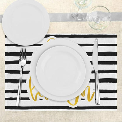 Ambesonne Live Laugh Love Place Mats Set of 4, Romantic Design Hand Drawn - Image 3