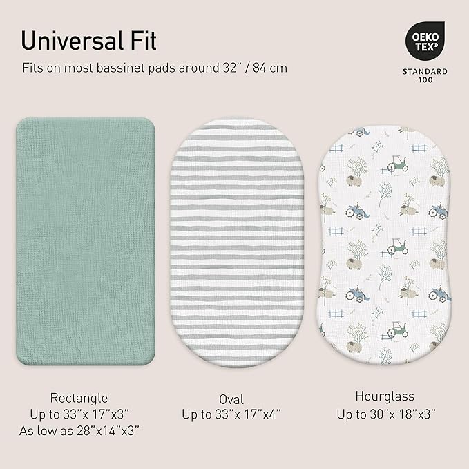 Gllquen Baby Muslin Bassinet Sheets 3 Pack, Breathable Elastic Cozy Fitted - Image 4