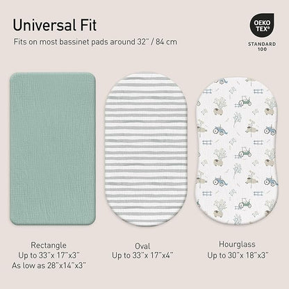 Gllquen Baby Muslin Bassinet Sheets 3 Pack, Breathable Elastic Cozy Fitted - Image 4