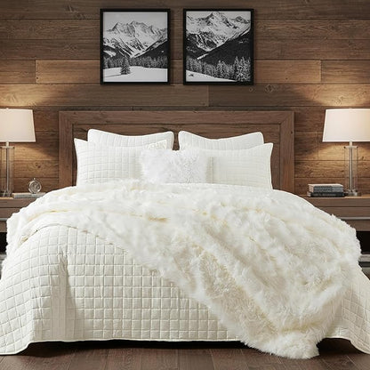 HORIMOTE HOME Luxury Plush Faux Fur Blanket, Long Pile White Throw Blanket - Image 3