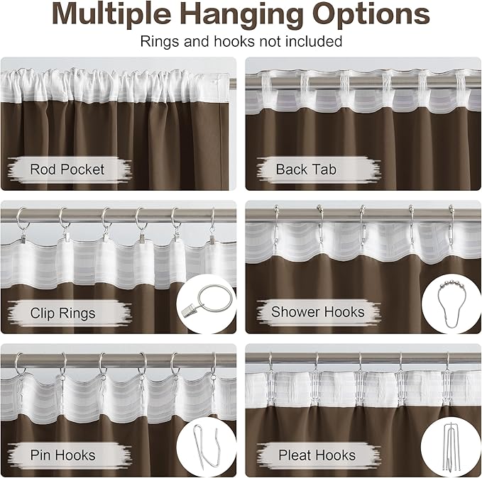 DUALIFE Blackout Curtains/Drapes 108 Inches Long, Light Blocking Privacy - Image 3