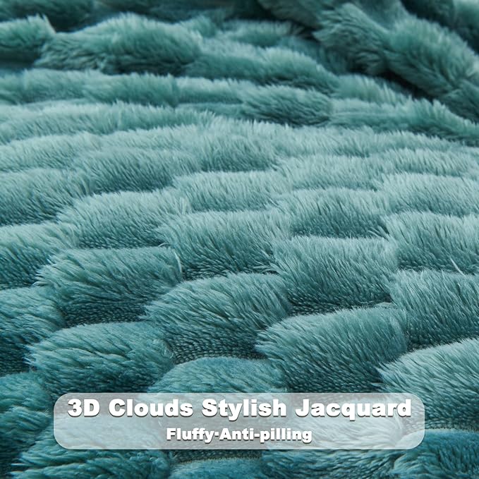 NEWCOSPLAY Super Soft Queen Blanket Light Teal Premium Silky Flannel Fleece 3D - Image 5