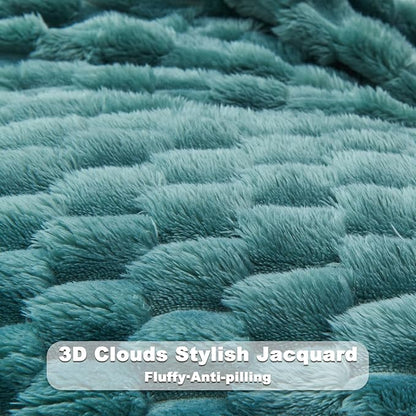 NEWCOSPLAY Super Soft King Blanket Light Teal Premium Silky Flannel Fleece 3D - Image 5