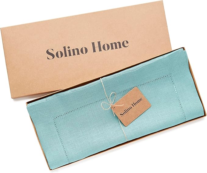 Solino Home Linen Aqua Blue Table Runner 156 Inches Long - Image 5