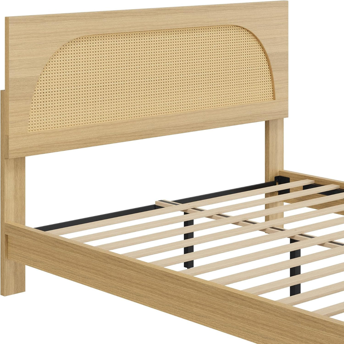 kislot boho rattan bed frame, farmhouse platform, natural, view 10