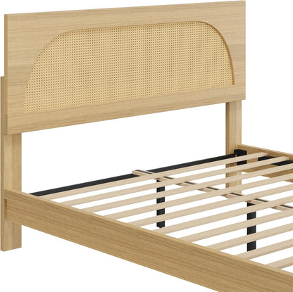 kislot boho rattan bed frame, farmhouse platform, natural, view 10