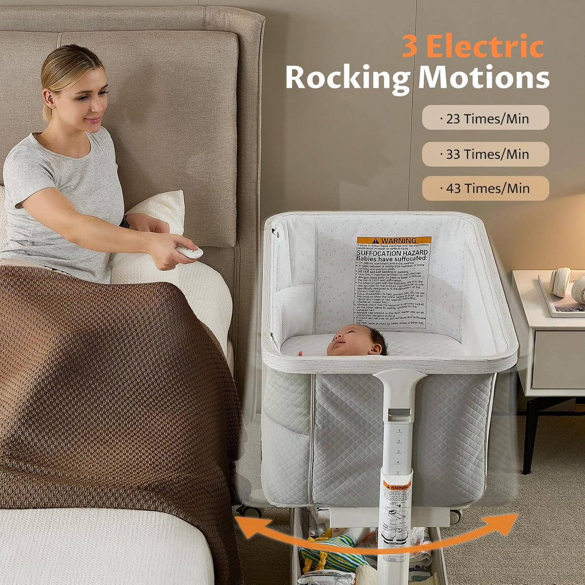 vavasoo electric bassinet for newborns with automatic rocking shown in use