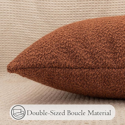 14x26 inch Boucle Lumbar Pillow Cover, Rust Woven Texture Neutral Long Pillow - Image 6