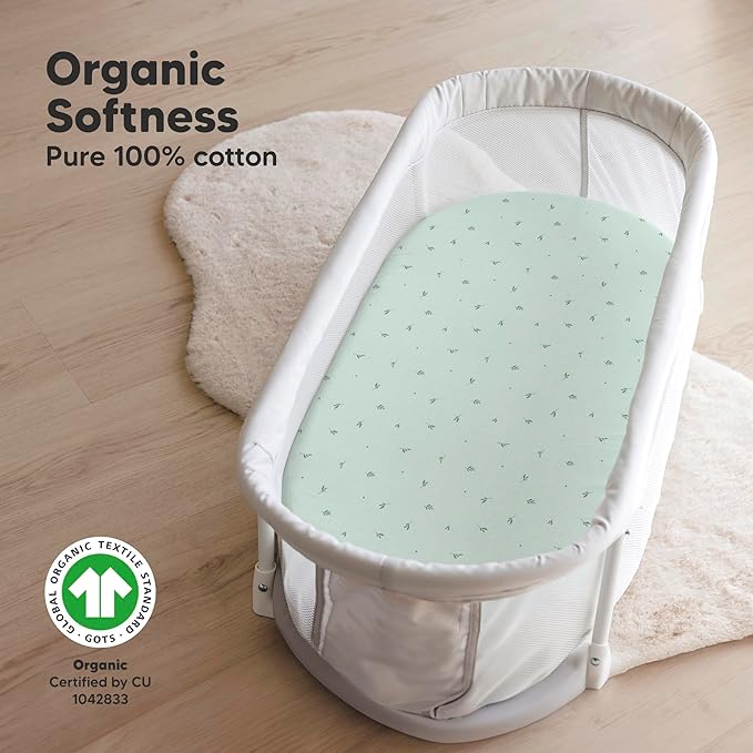 2-Pack Organic Bassinet Sheets for Girls, Boys - Image 2