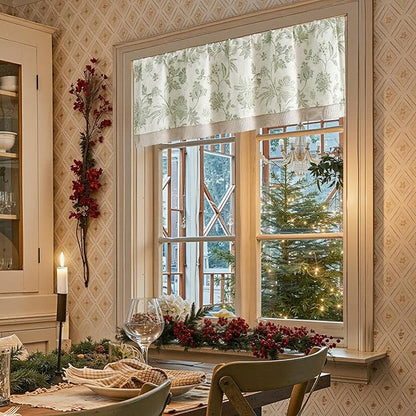 jinchan Floral Valance Curtain Linen Kitchen Valance by JINCHAN